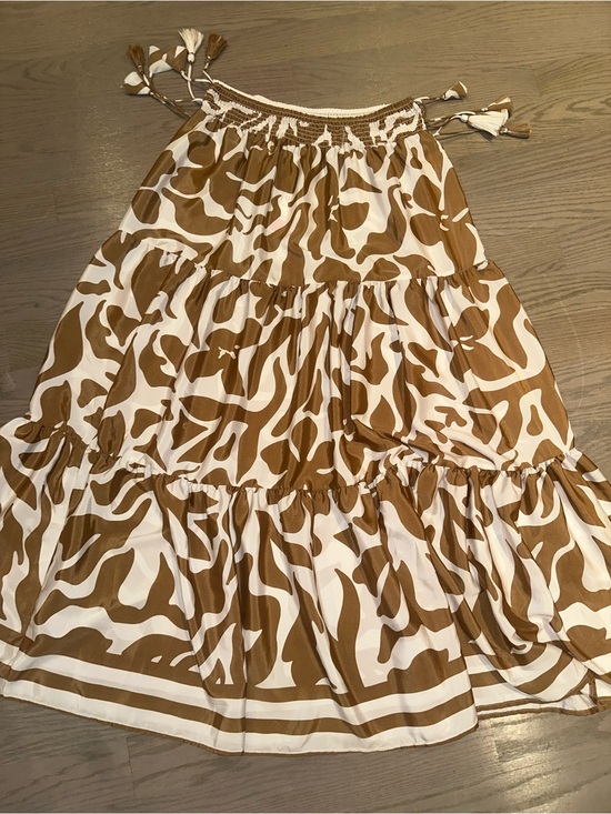 Calypso St. Barth Dresses & Skirts - Calypso St. Barth Brown and White Tiered Maxi Skirt